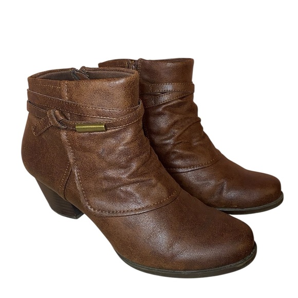 BARETRAPS “Rhapsody” Vegan Leather Ankle Dress Booties Walnut Brown Size 9-1/2M - Picture 3 of 9